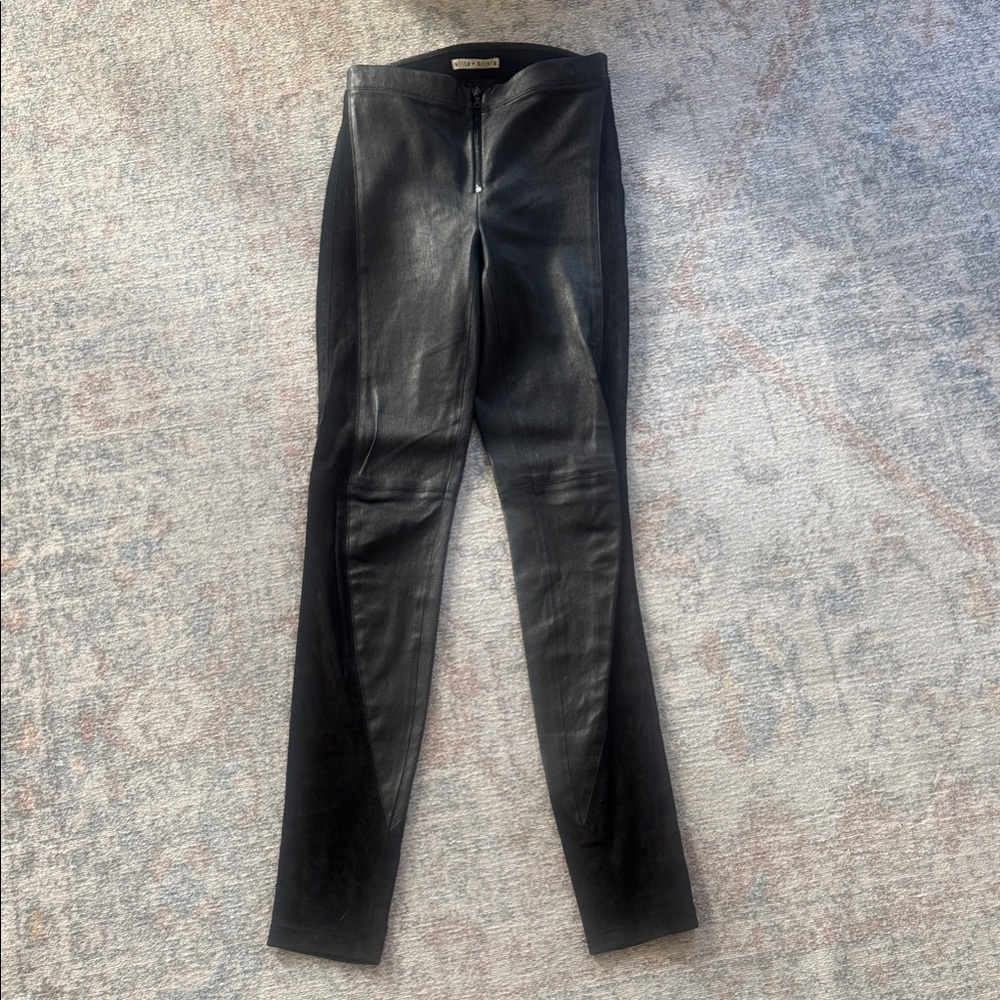 Alice + Olivia Black Leather & Suede Leggings